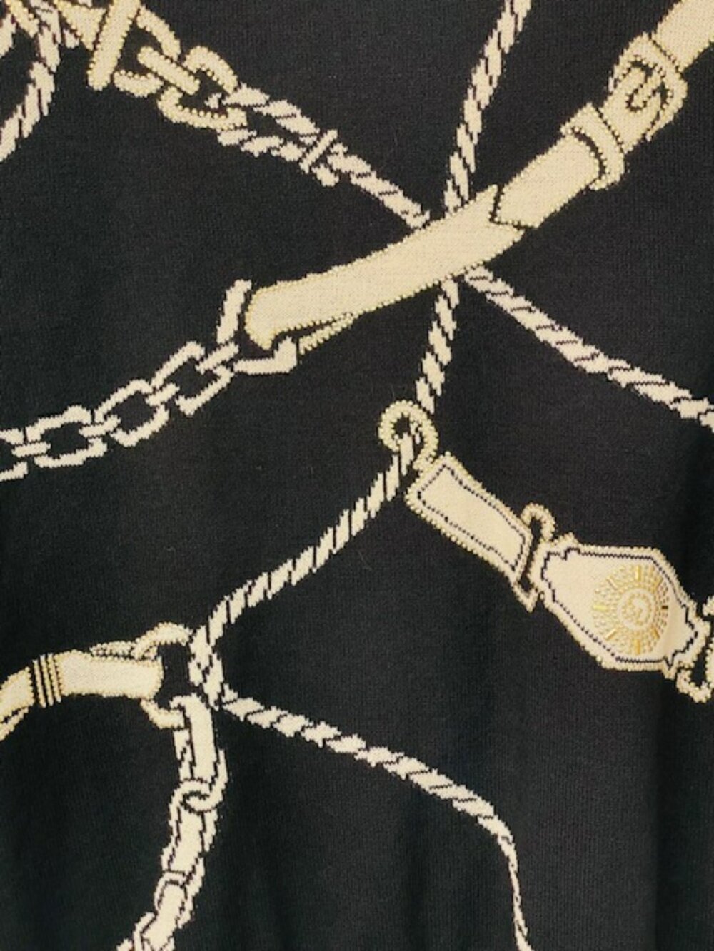 St. John Collection Santana Knit Jacket Black Chain Print Zip Mock Neck Size 4 - Picture 5 of 7